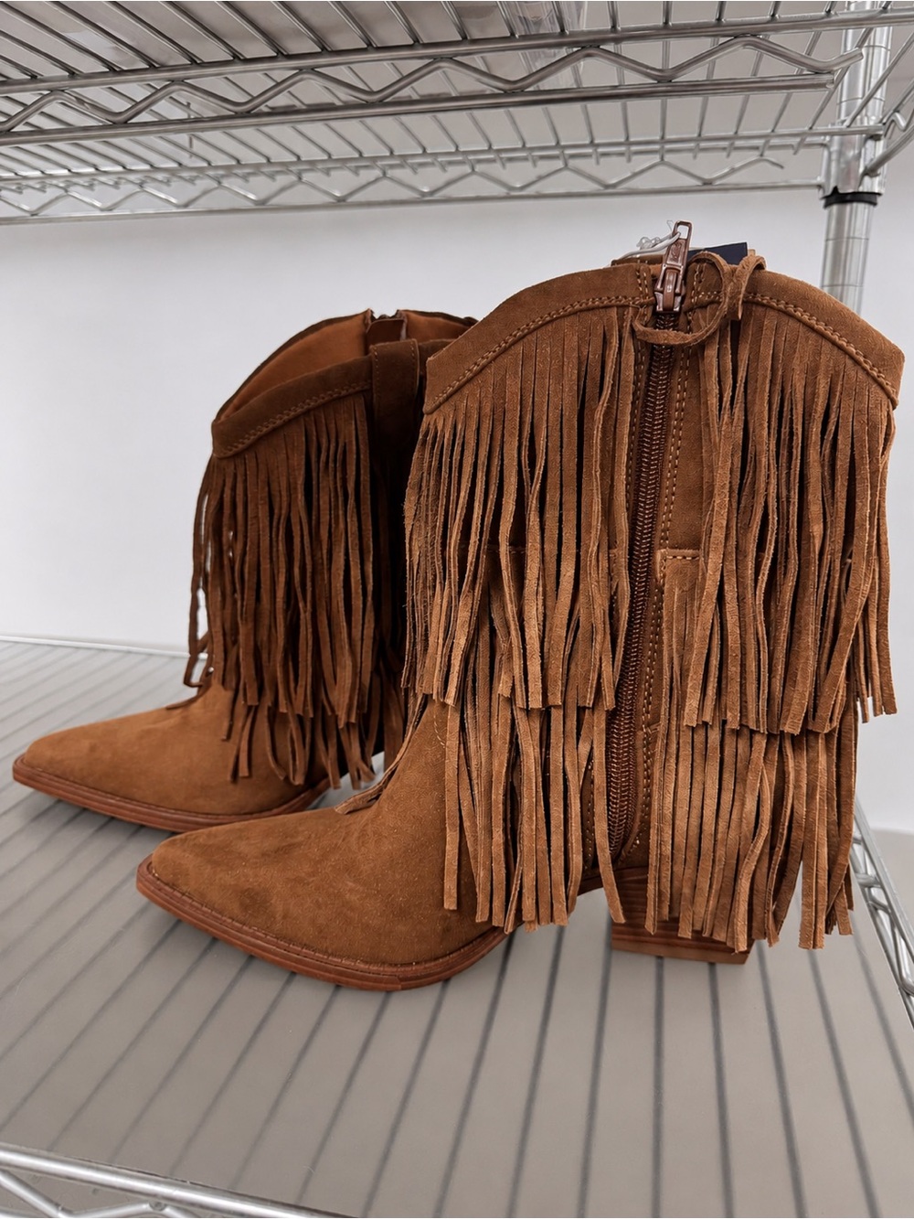 Universal Thread Brown Suede Fringe Ankle Boots